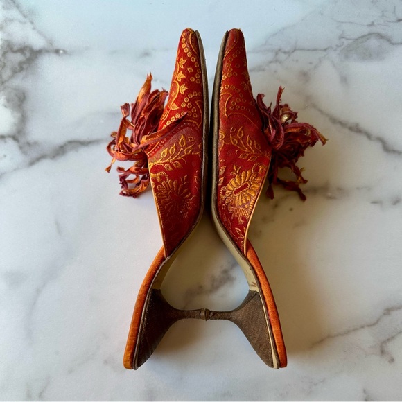 Olivia Rose Tal Silk Pom-Pom Mules Size 8 - Picture 7 of 12